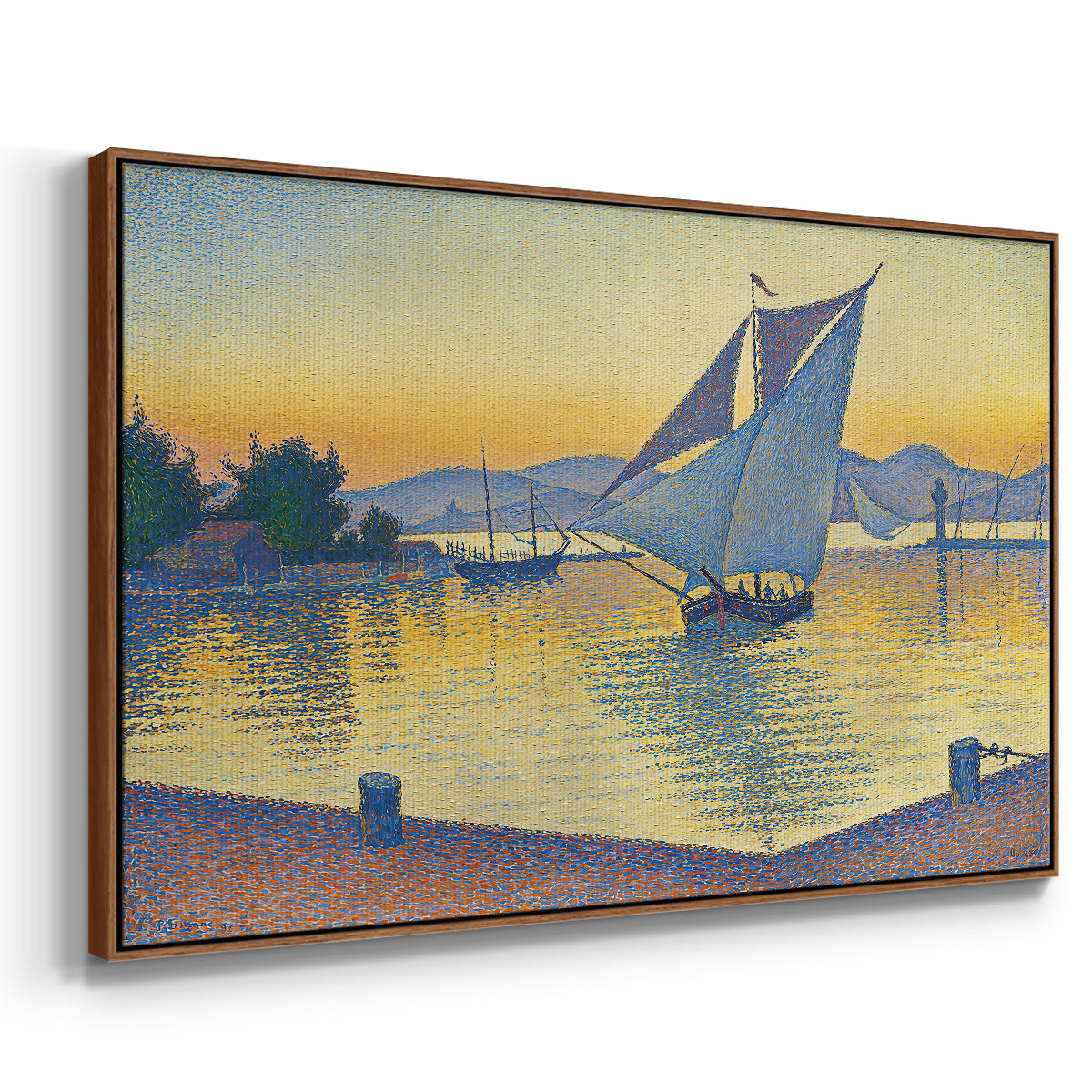 The Port at Sunset, Opus 236, Saint Tropez, 1892 - Floater Framed Canvas Print