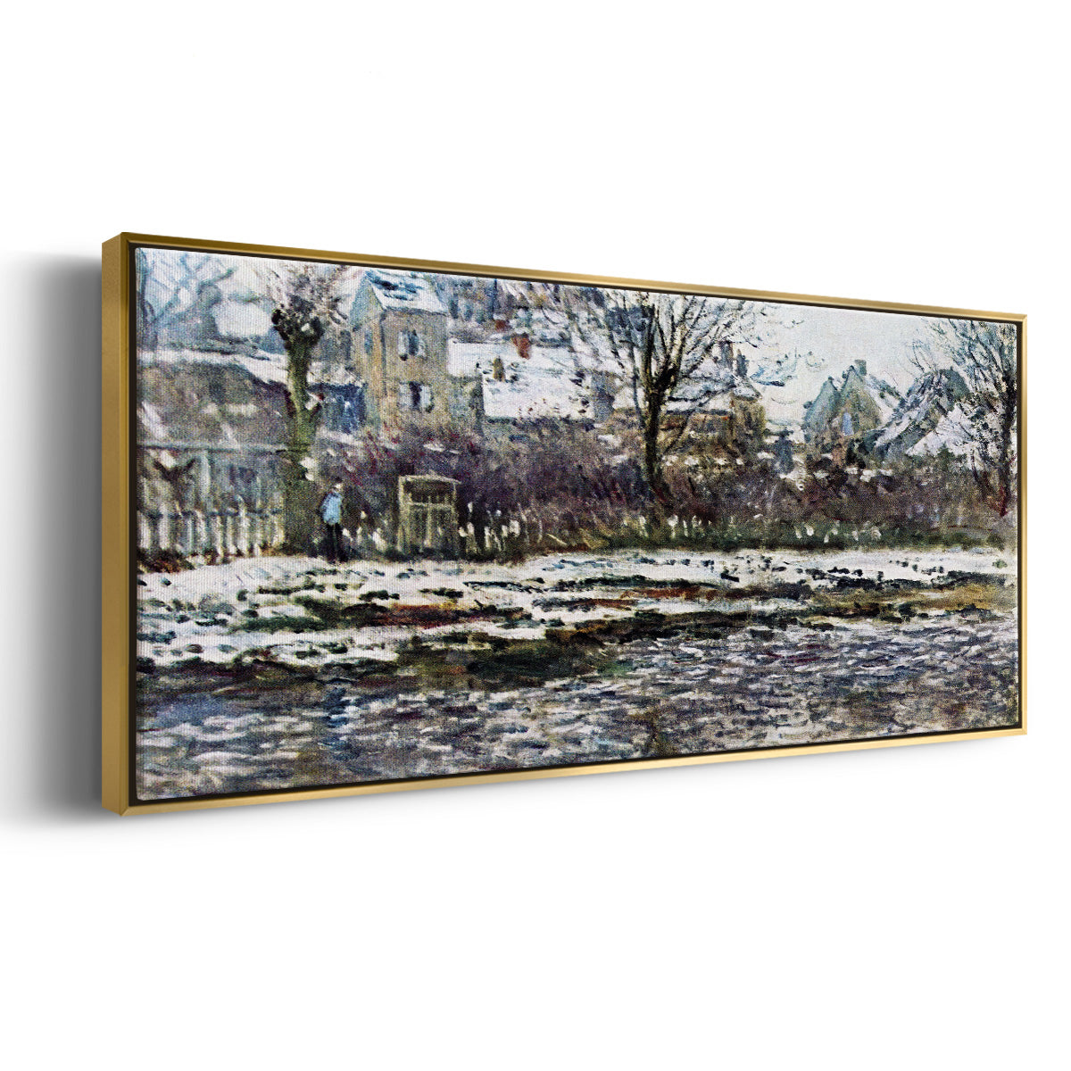 Snow in Vétheuil - Floater Framed Canvas Print