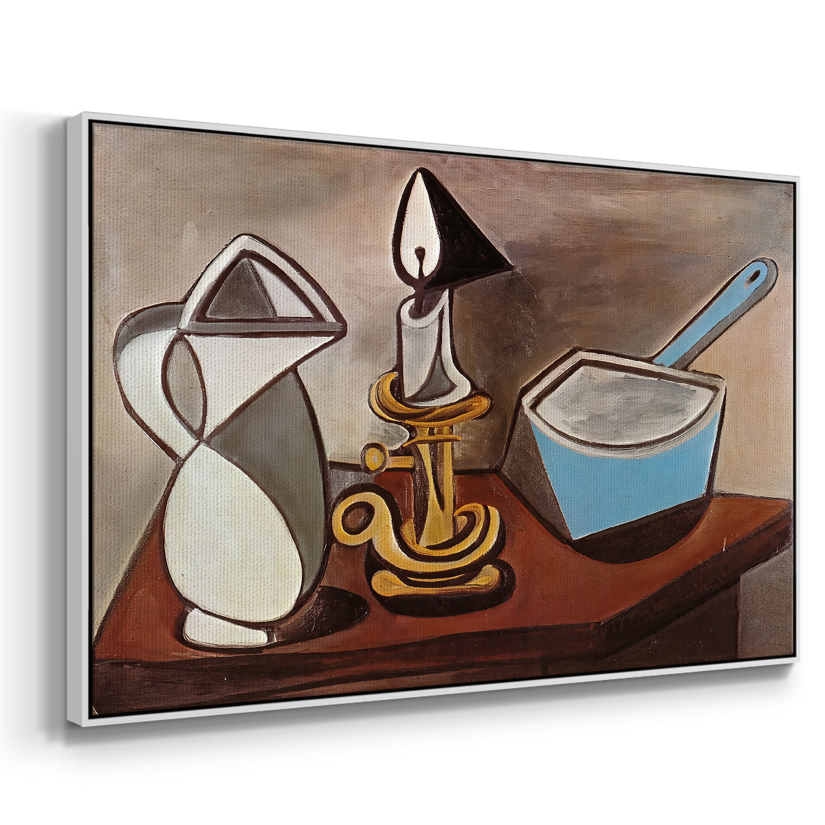 Jug, Candle, and Enamel Pan, 1950 - Floater Framed Canvas Print
