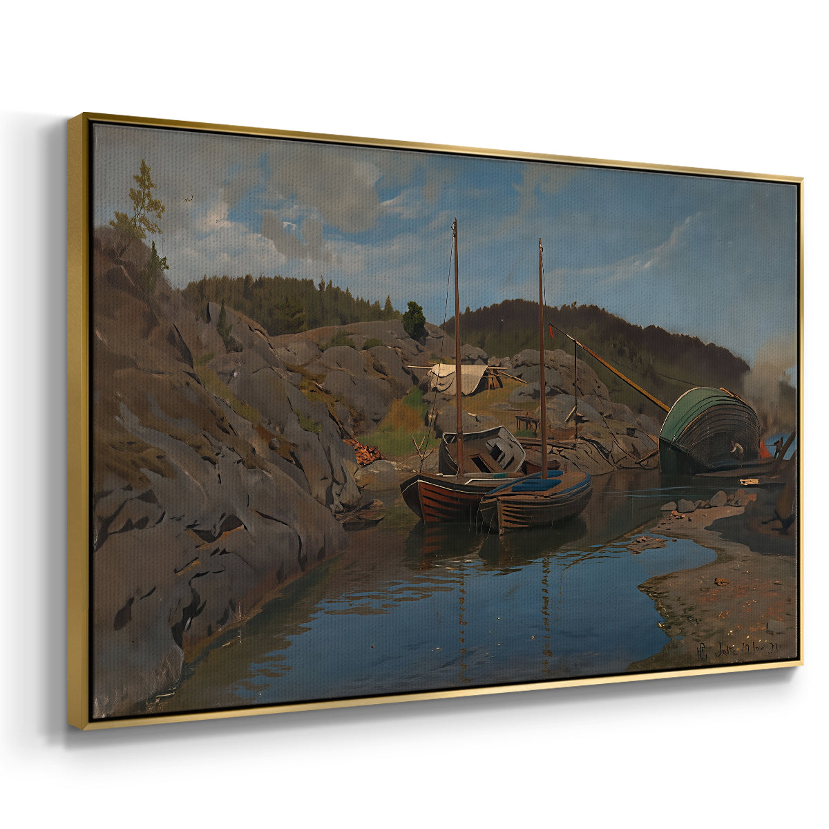 Pilotboats, 1875 - Floater Framed Canvas Print
