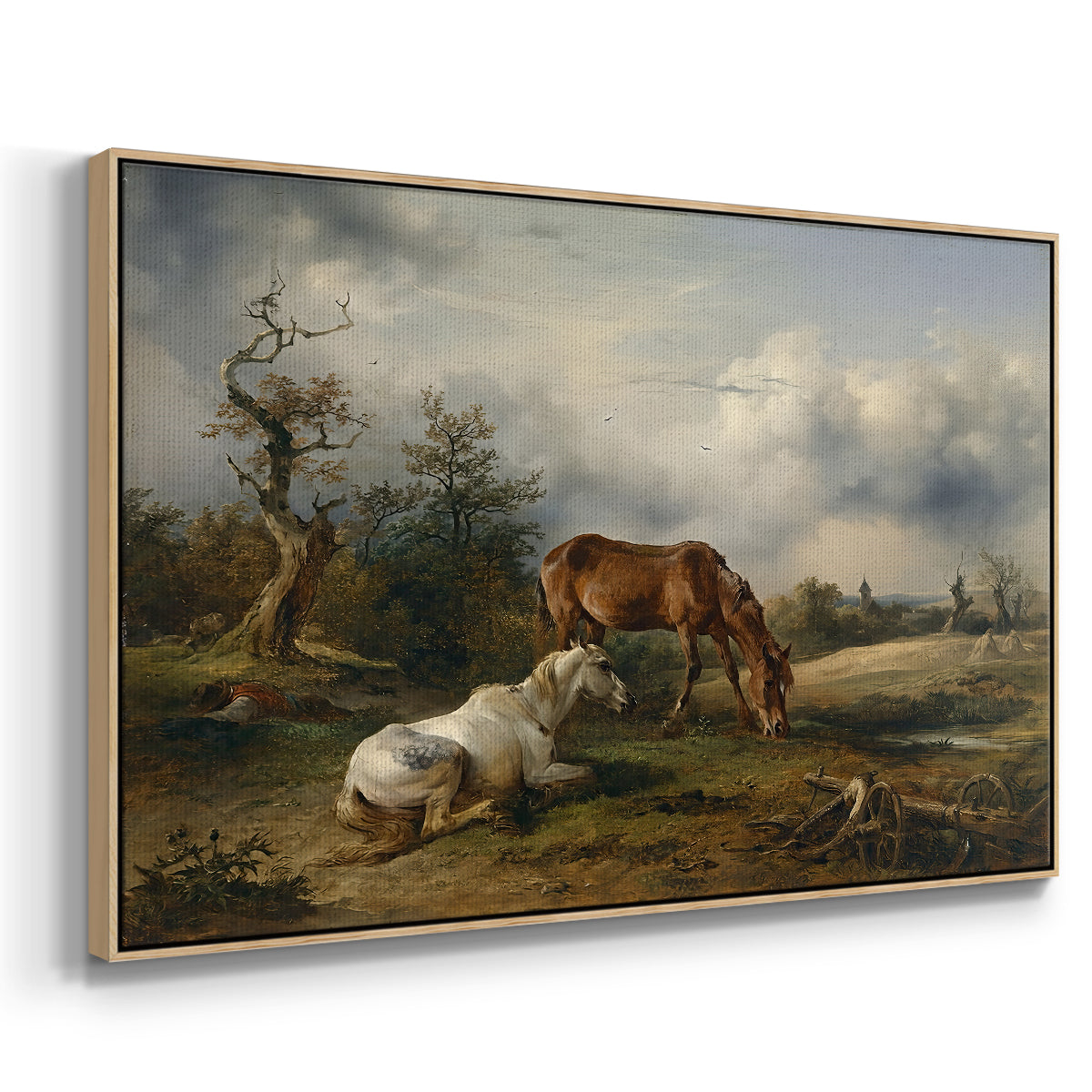 Two Horses on the Pasture, c. 1825 - Floater Framed Canvas Print