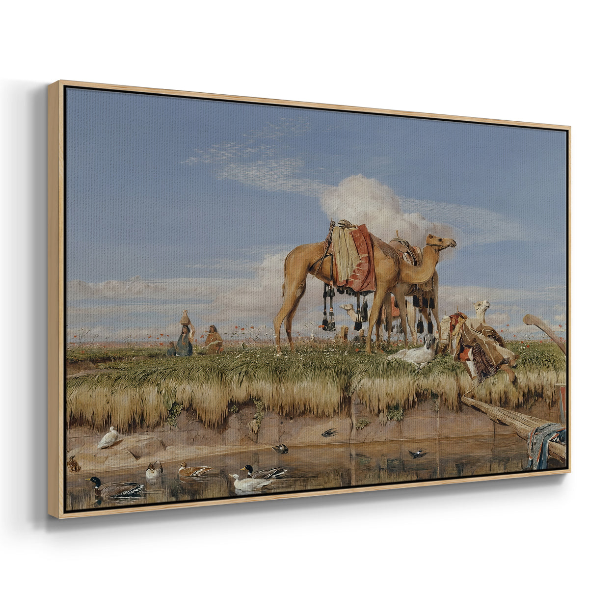 On the Banks of the Nile, Upper Egypt, 1876 - Floater Framed Canvas Print