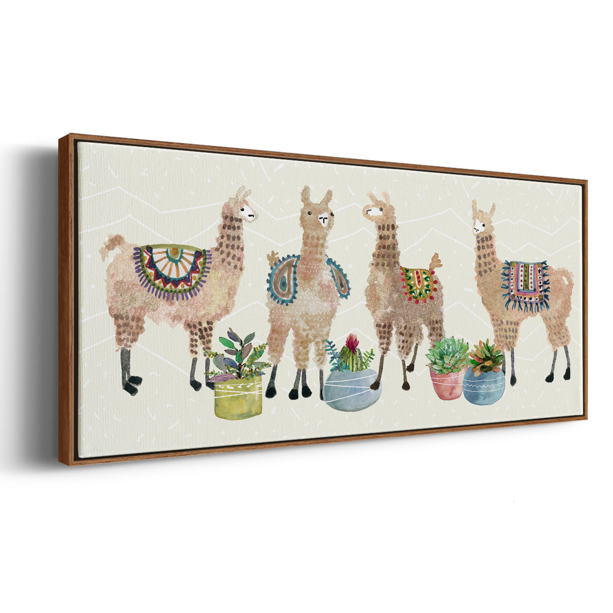 Llama Party - Floater Framed Canvas Print