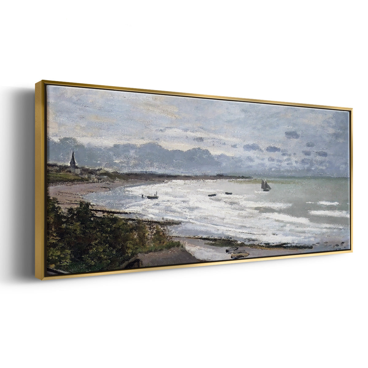 The Beach at Saint Adresse, 1876 - Floater Framed Canvas Print