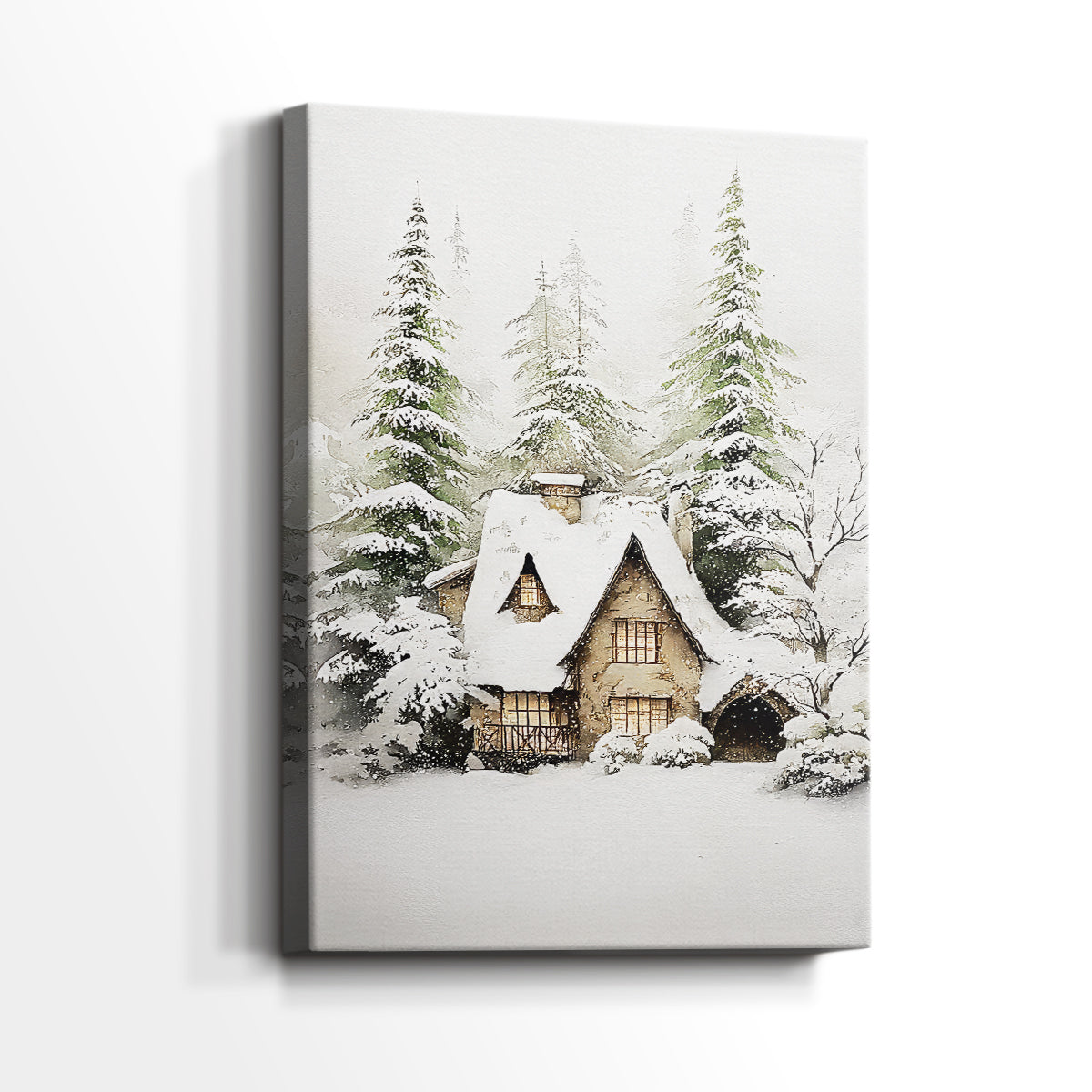 Frostlit Cottage at Dusk - Canvas Art Print