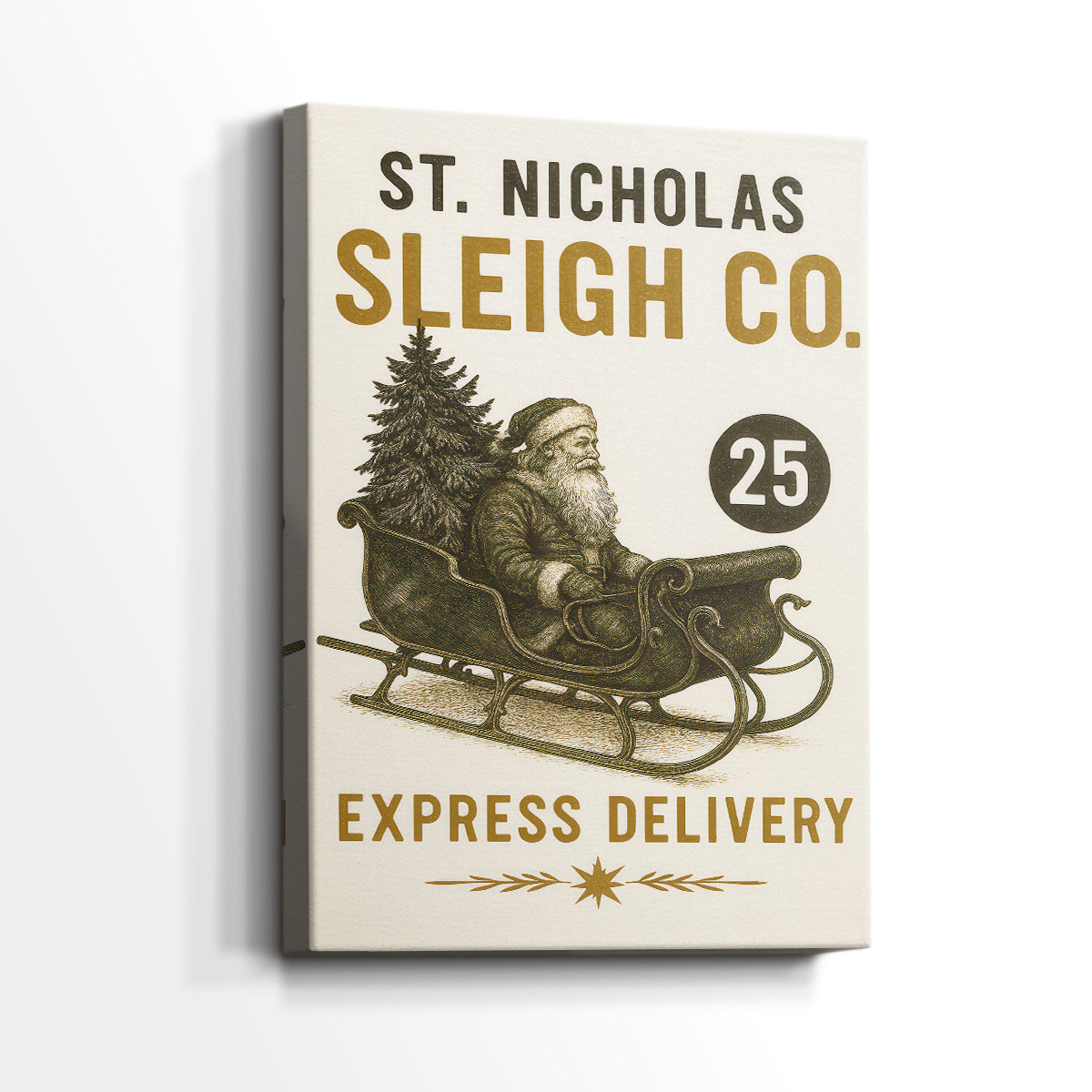 Tinsel-Gold Evergreen Village - Canvas Art Print