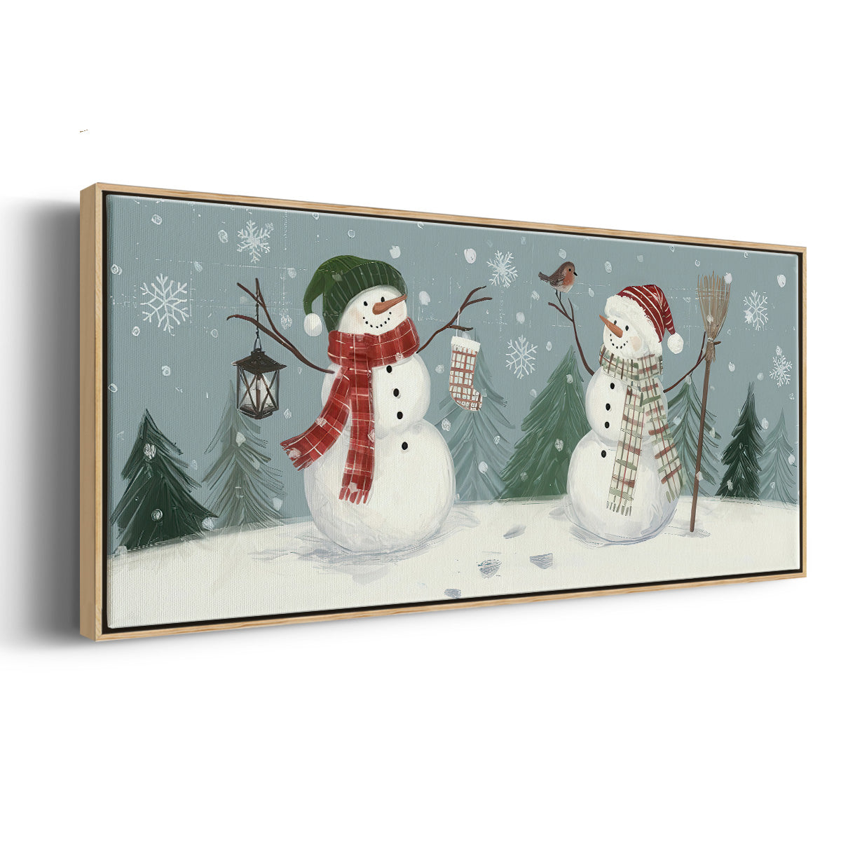 Snowmen VI - Floater Framed Canvas Print