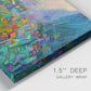 Close-up view of wrapped canvas corner featuring embracing landscape with warm tones.