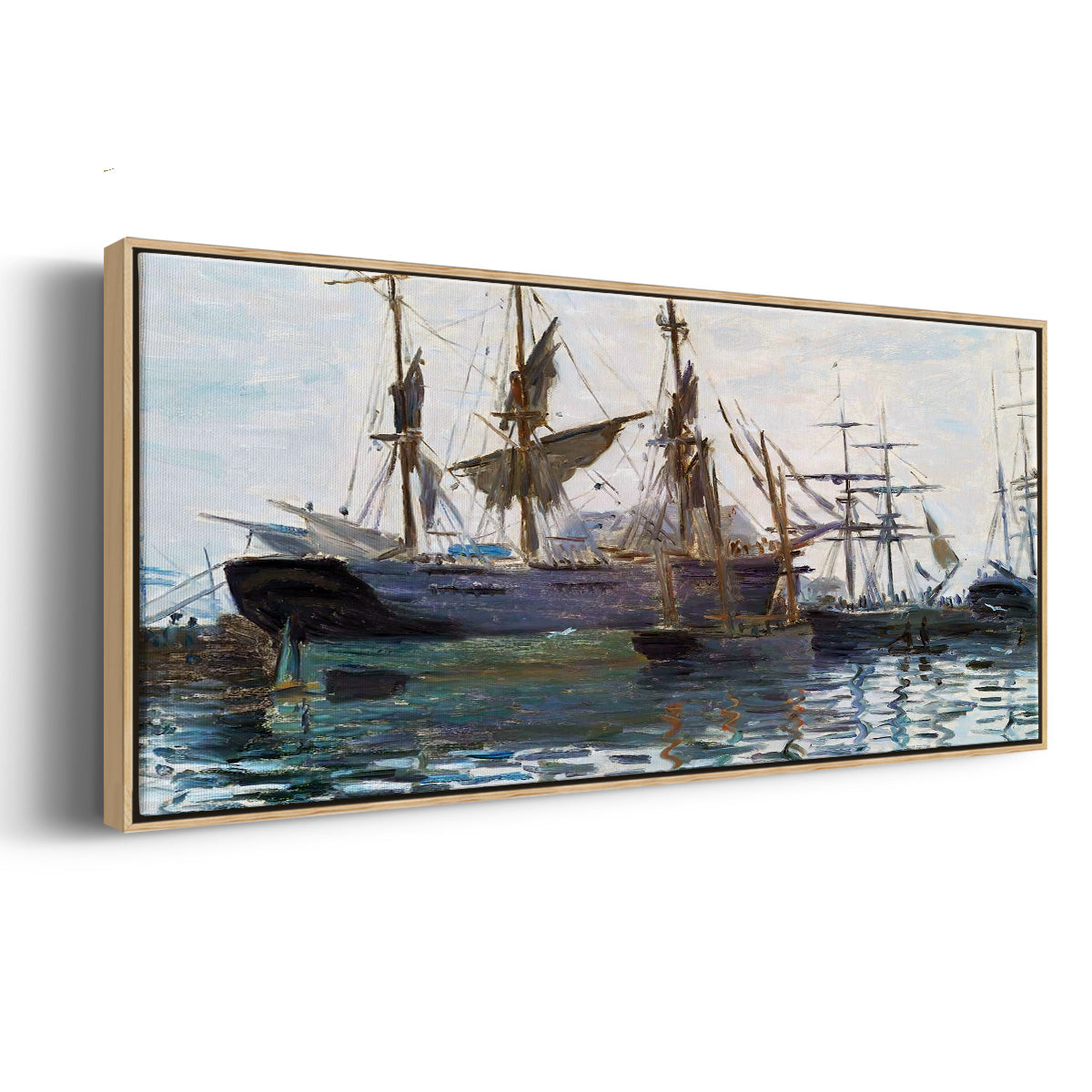 Ships in Harbor, 1873 - Floater Framed Canvas Print