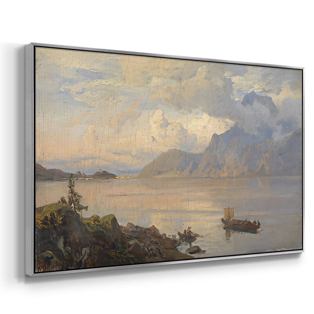 Traunsee, 1871 - Floater Framed Canvas Print