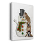 Christmas English Bulldogs Building Snowman - Gallery Wrapped Canvas