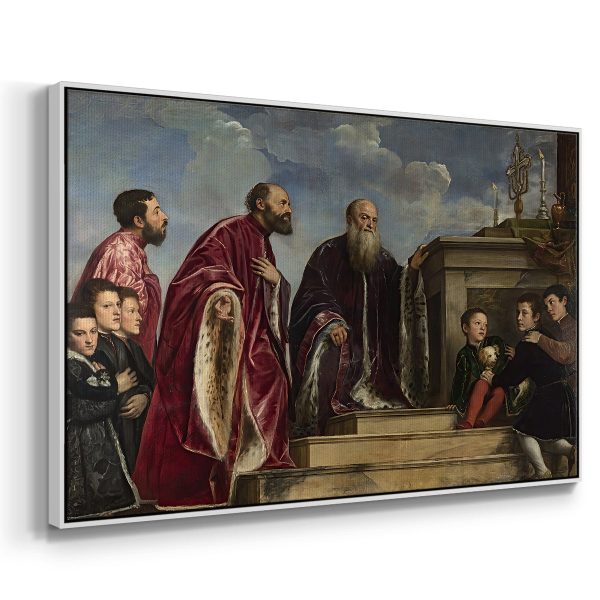 The Vendramin Family Venerating a Relic of the True Cross, c. 1540-1545 - Floater Framed Canvas Print