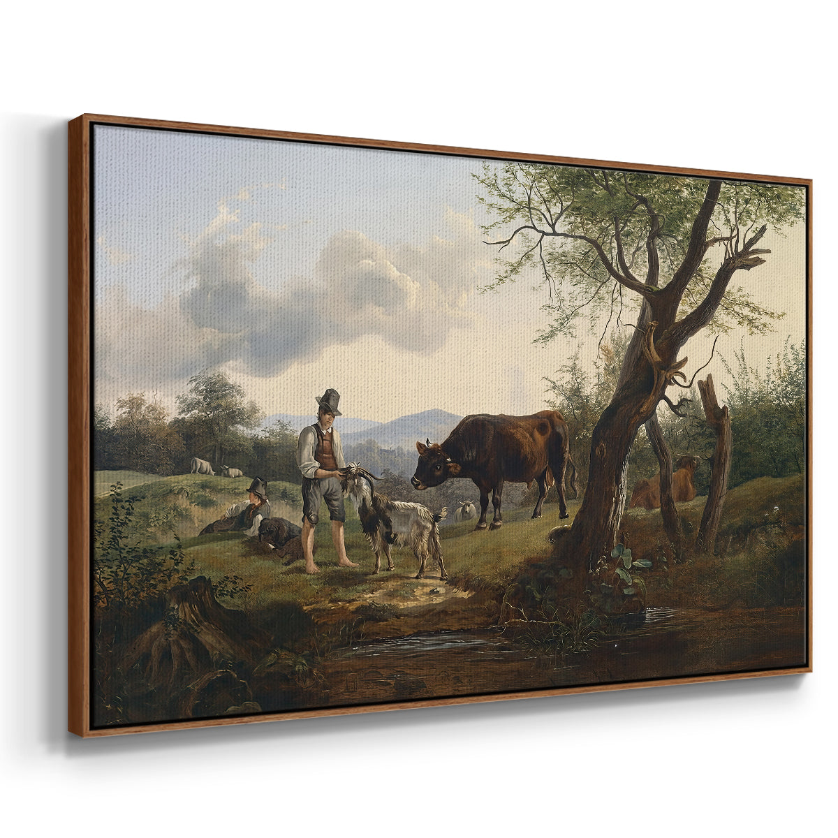 Shepherd with Billy Goat, c. 1830 - Floater Framed Canvas Print