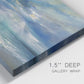 Close-up view of wrapped canvas corner featuring sunbeams breaking through coastal clouds.