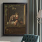 Classical genre painting of a child blowing soap bubbles by Jean-Siméon Chardin in an {frame_style_descriptor} displayed in a neutral interior setting.