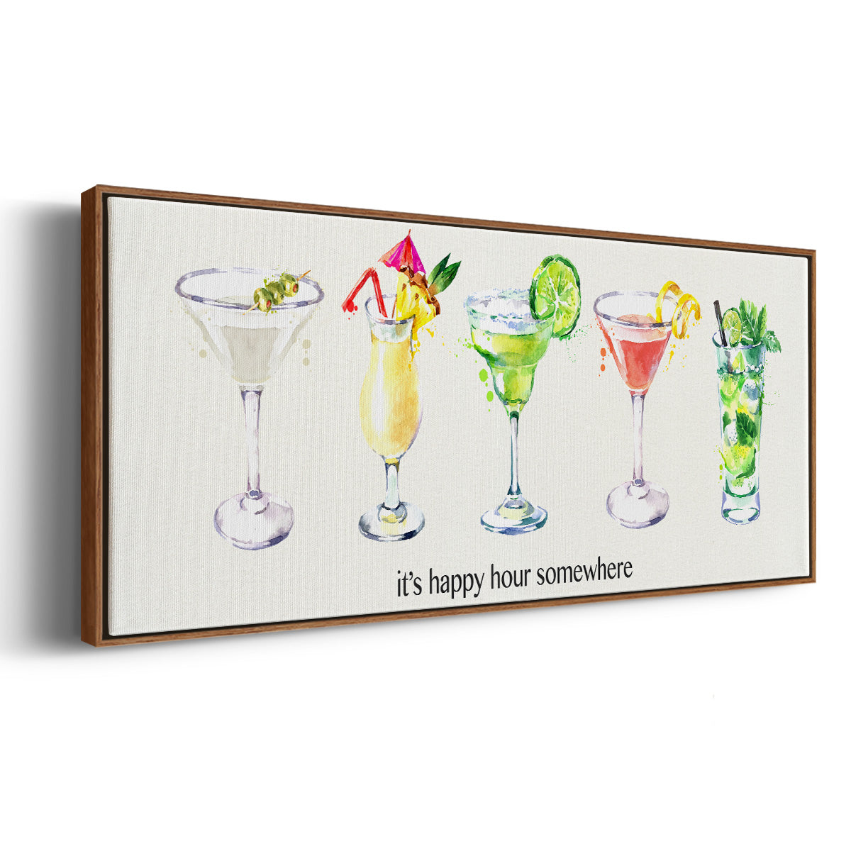 Happy Hour Cocktails - Floater Framed Canvas Print