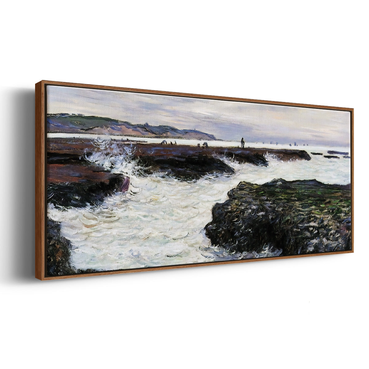 The Rocks at Pourville, Low Tide, 1882 - Floater Framed Canvas Print