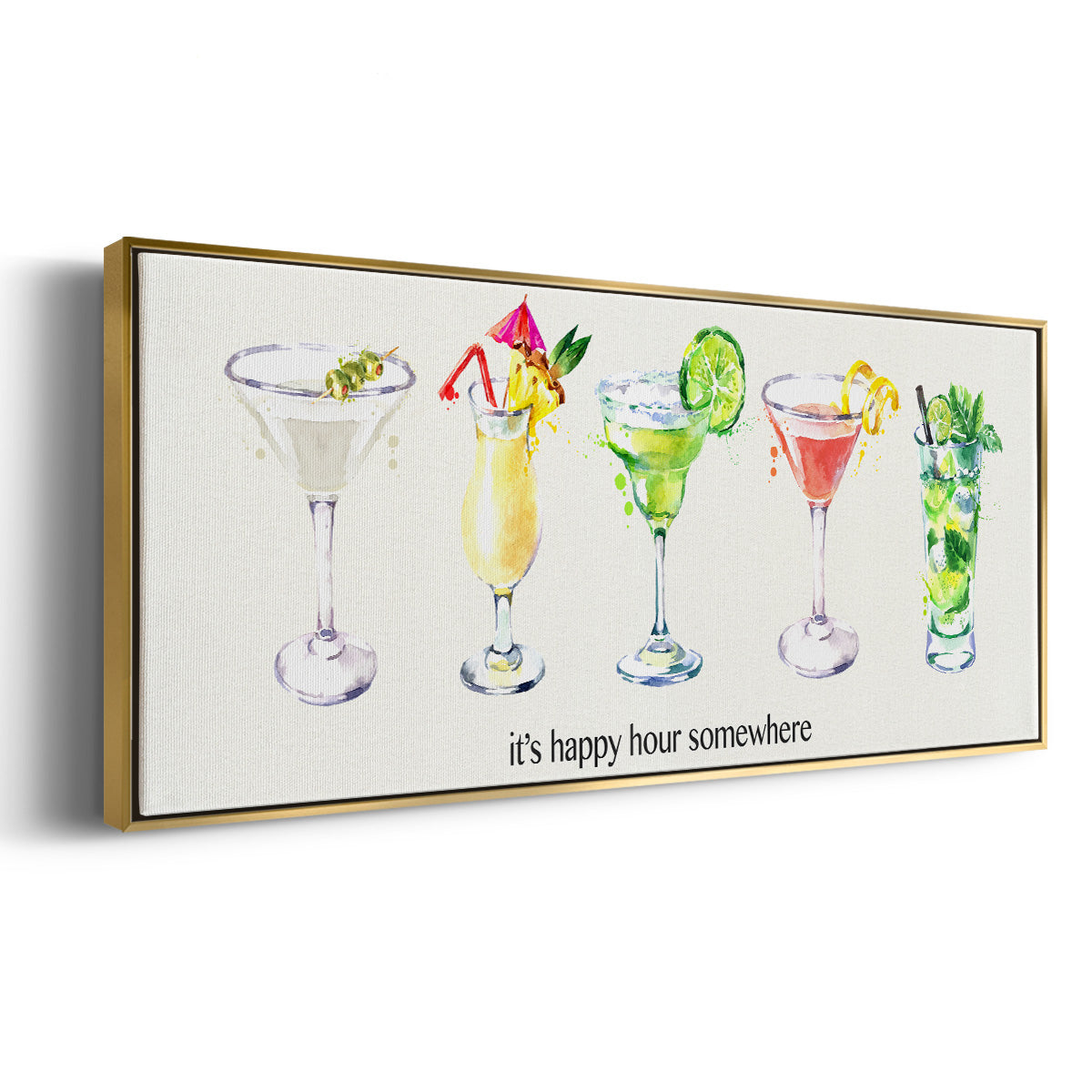 Happy Hour Cocktails - Floater Framed Canvas Print