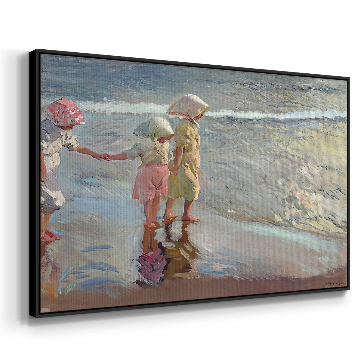 The Three Sisters on the Beach, 1908 - Floater Framed Canvas Print