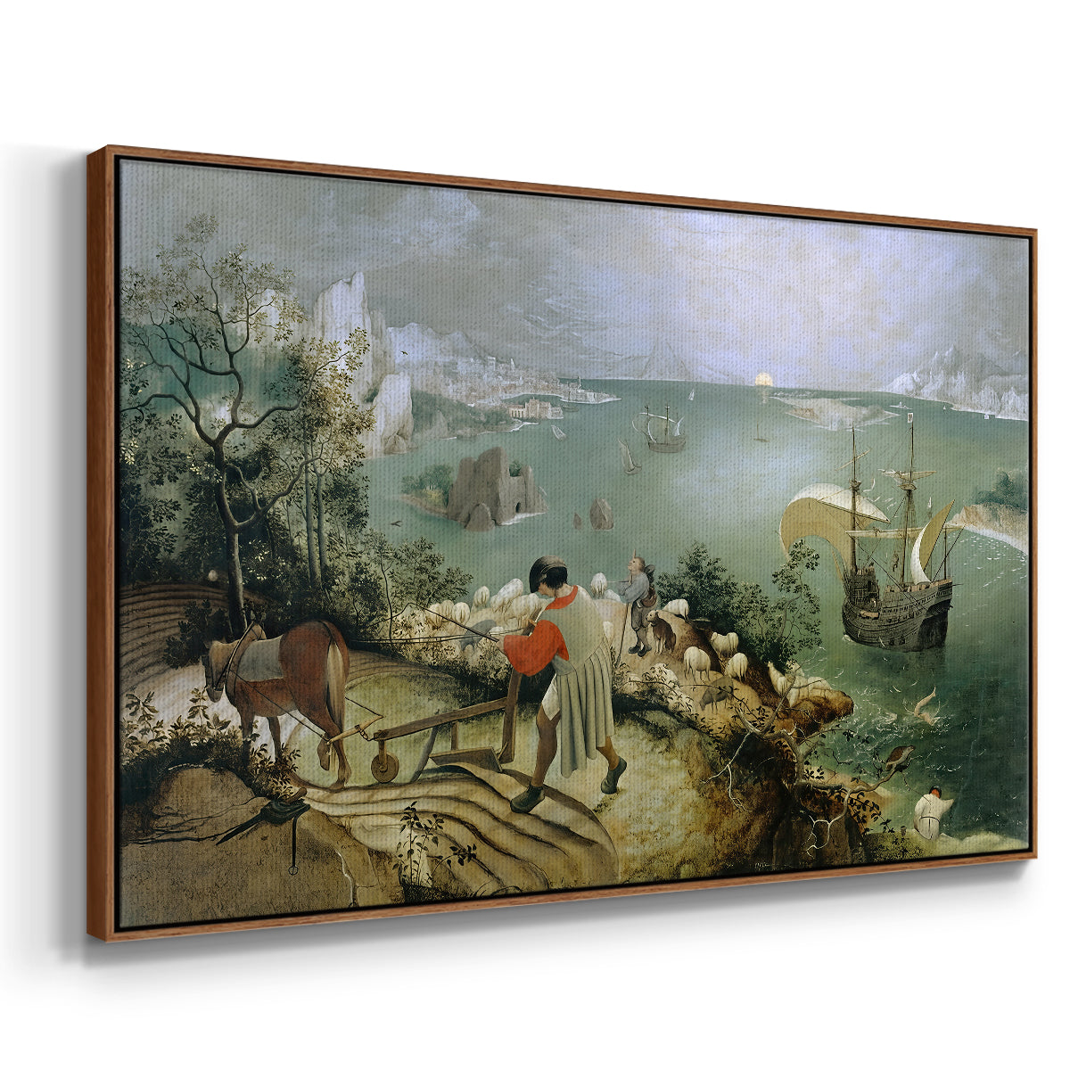 Landscape with the Fall of Icarus, c. 1560 - Floater Framed Canvas Print
