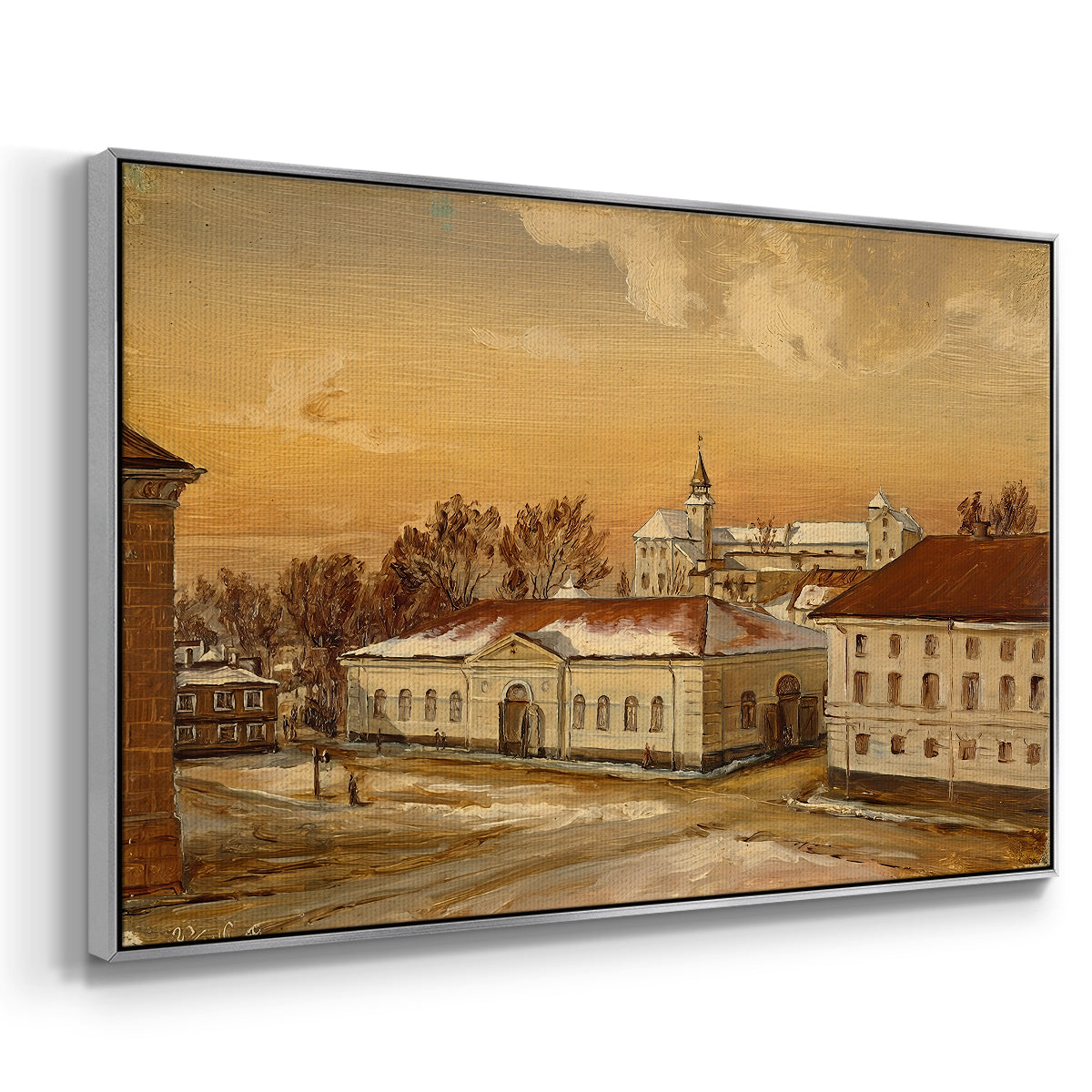The Riding School at Akershus Castle, 1846 - Floater Framed Canvas Print