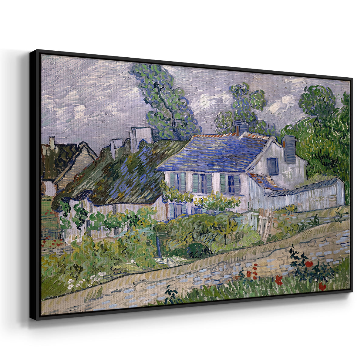 Houses in Auvers, 1890 - Floater Framed Canvas Print