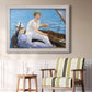 Impressionist leisure boating scene by Édouard Manet in an ornate weathered white frame displayed in a light-toned interior setting.