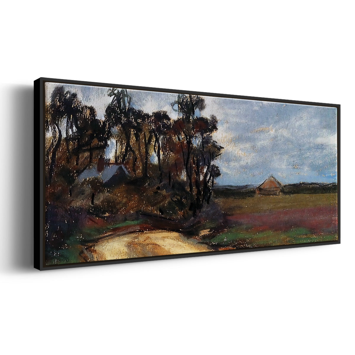 The Road and the House - Floater Framed Canvas Print
