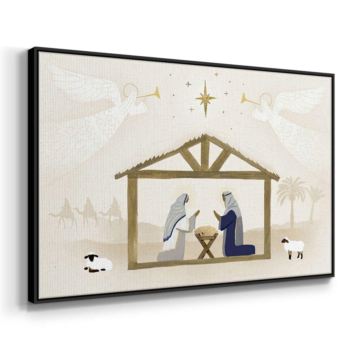 Away in a Manger Collection A - Framed Gallery Wrapped Canvas in Floating Frame