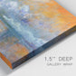 Close-up view of wrapped canvas corner featuring bridge shrouded in fog and smoke.