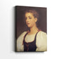 Side view of a canvas art print of a refined figure with subtle color and minimal background, showing gallery-wrapped depth.