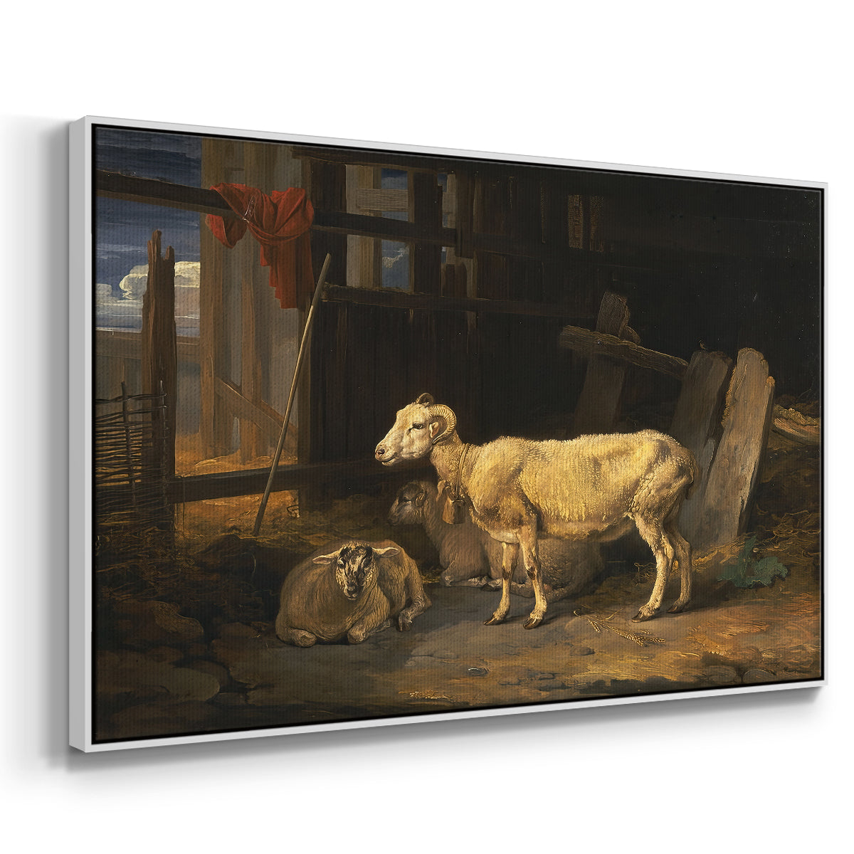 Sheep in a Stable, 1810 - Floater Framed Canvas Print