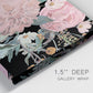 Close-up view of wrapped canvas corner featuring dark floral night blossoms.