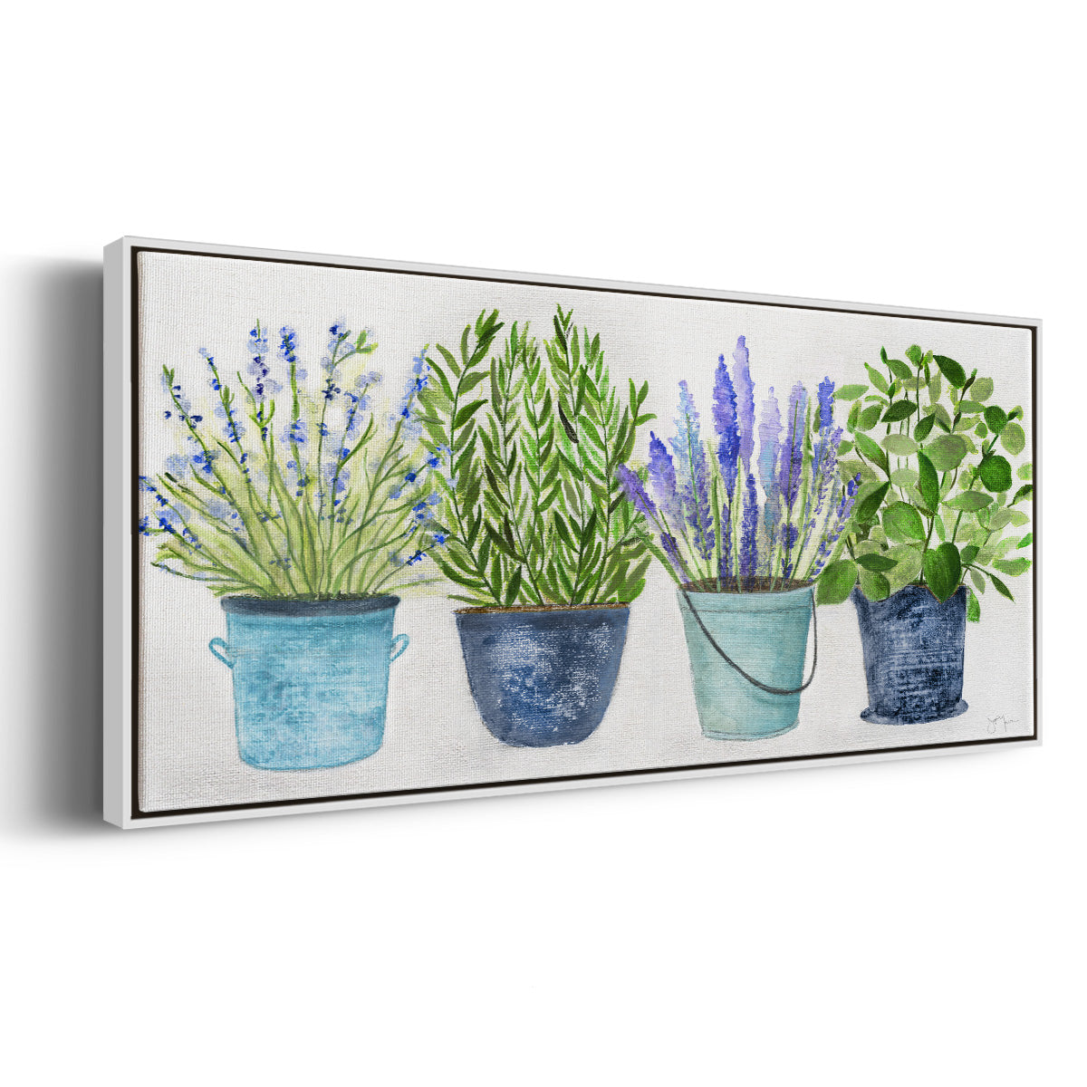 Fresh Herb Collection - Floater Framed Canvas Print