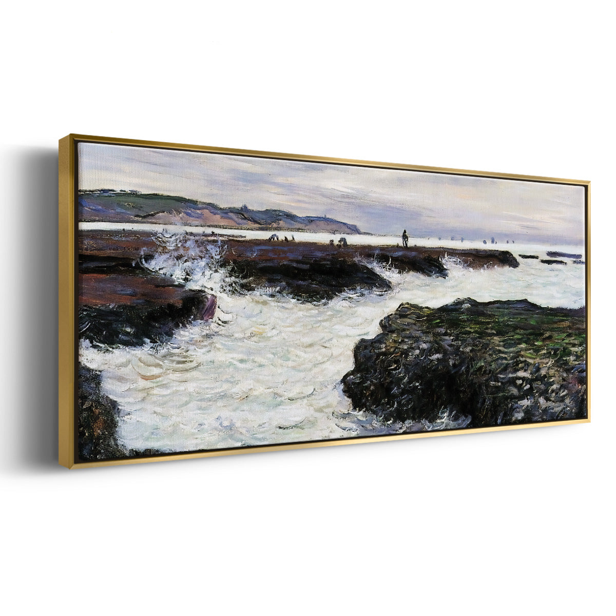 The Rocks at Pourville, Low Tide, 1882 - Floater Framed Canvas Print
