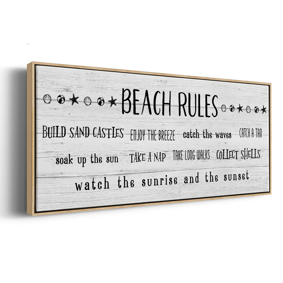 Rules of the Beach - Floater Framed Canvas Print