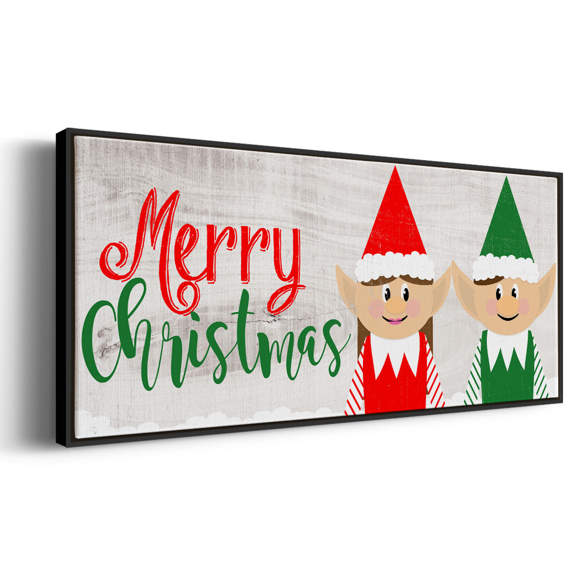 Christmas Elf Couple - Floater Framed Canvas Print
