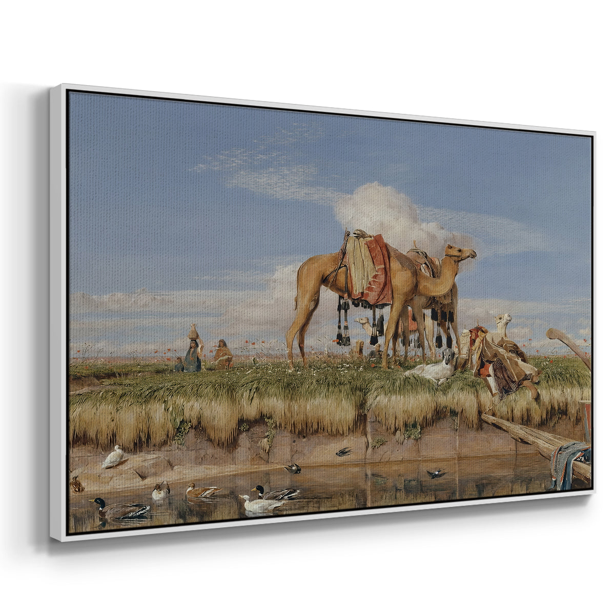 On the Banks of the Nile, Upper Egypt, 1876 - Floater Framed Canvas Print