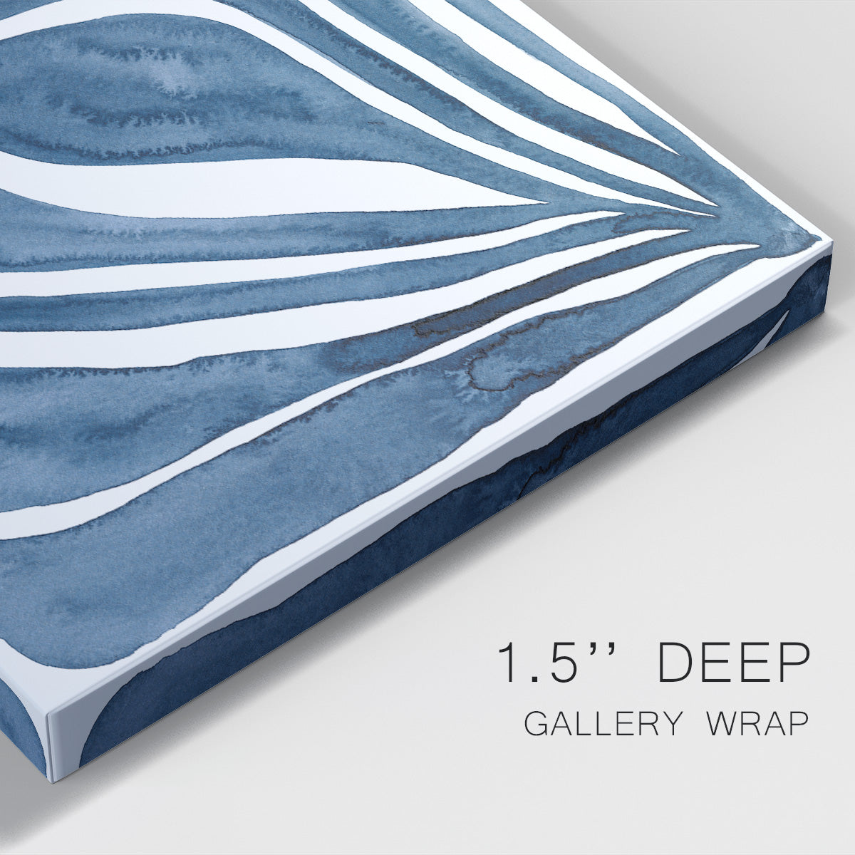 Blue Stylized Leaf I Premium Gallery Wrapped Canvas - Ready to Hang