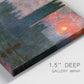 Close-up view of wrapped canvas corner featuring parliament silhouetted at dusk.