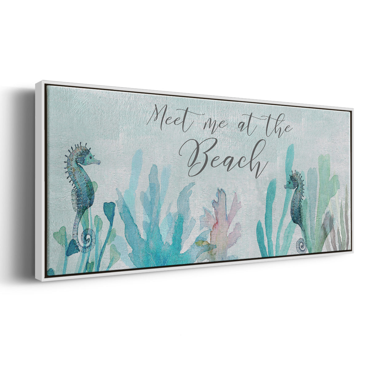 Seahorses and Coral - Floater Framed Canvas Print