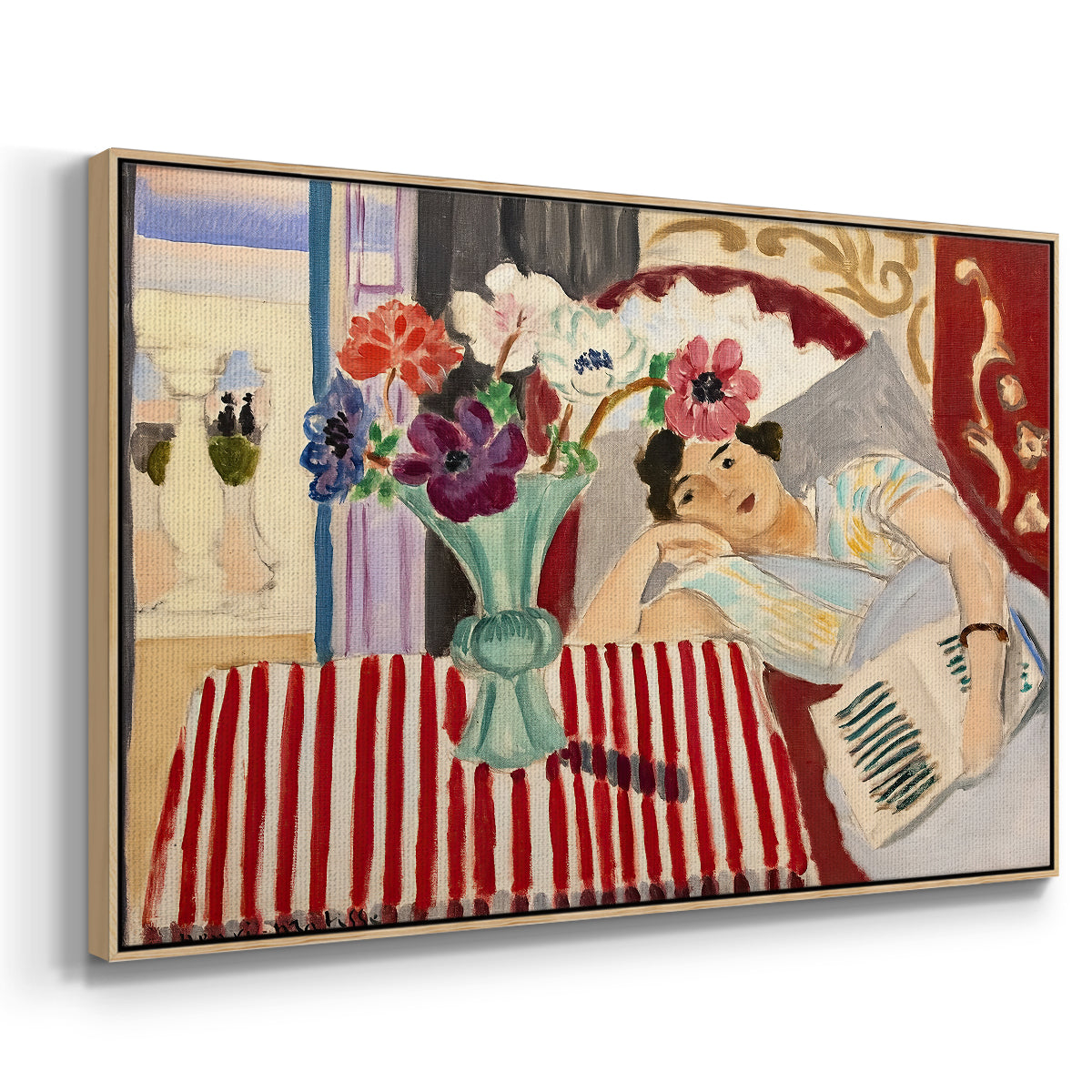 Woman with Anemones (Femme et anémones), c. 1920-1921 - Floater Framed Canvas Print
