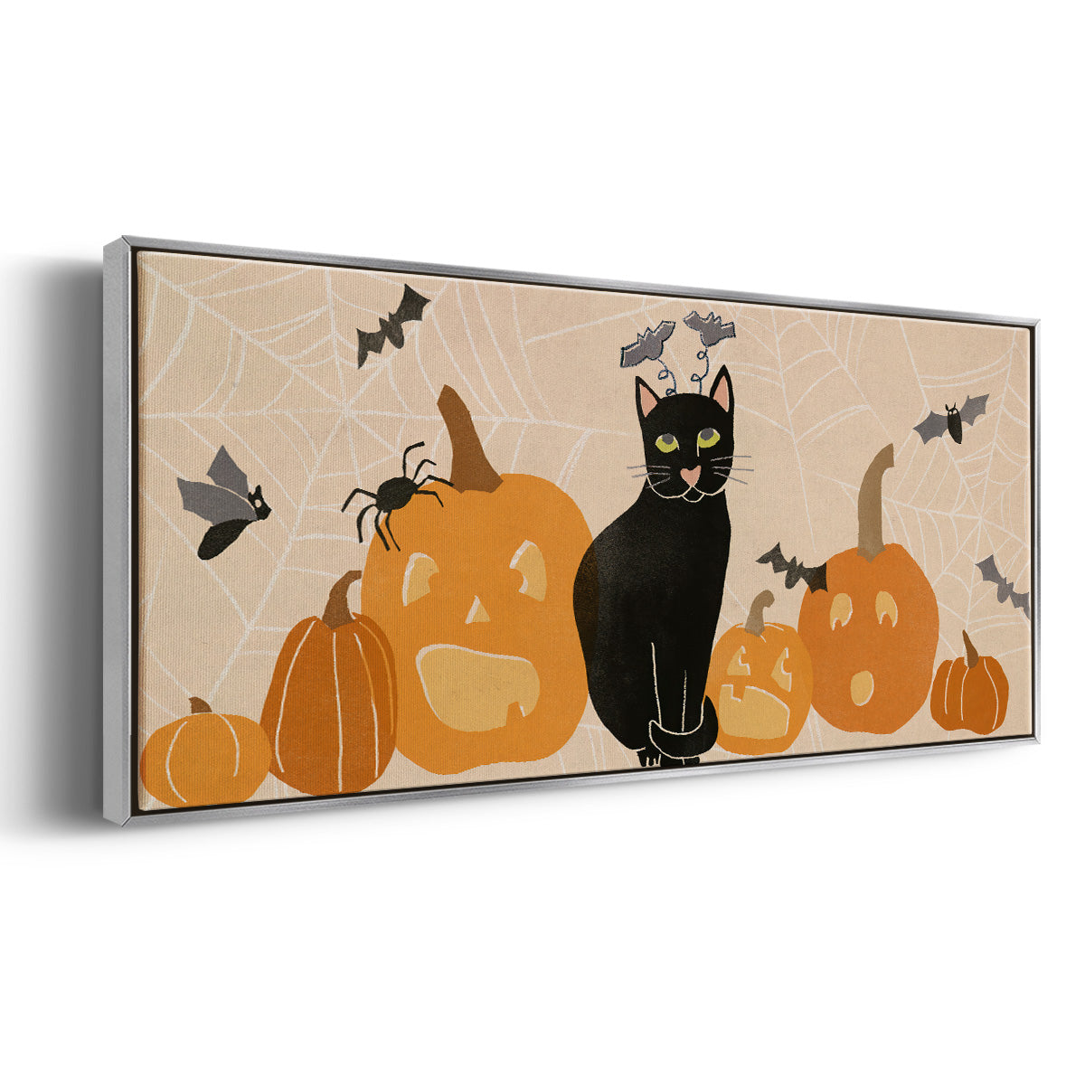 Pumpkin Patch Cats Collection D - Floater Framed Canvas Print