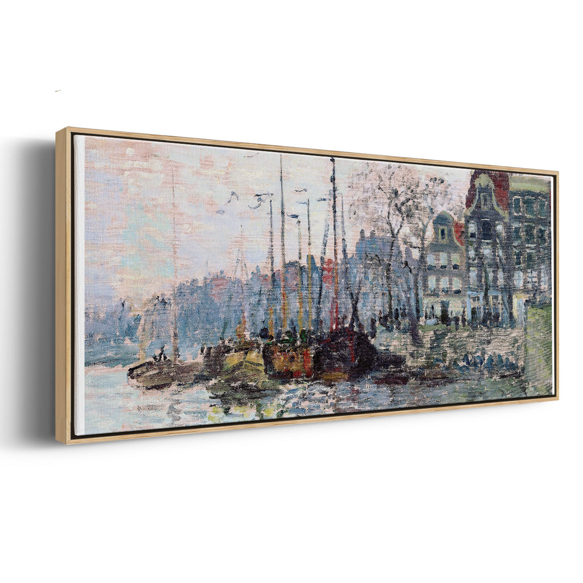 View of the Kromme Waal in Amsterdam - Floater Framed Canvas Print