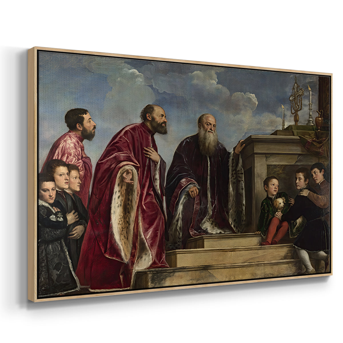 The Vendramin Family Venerating a Relic of the True Cross, c. 1540-1545 - Floater Framed Canvas Print