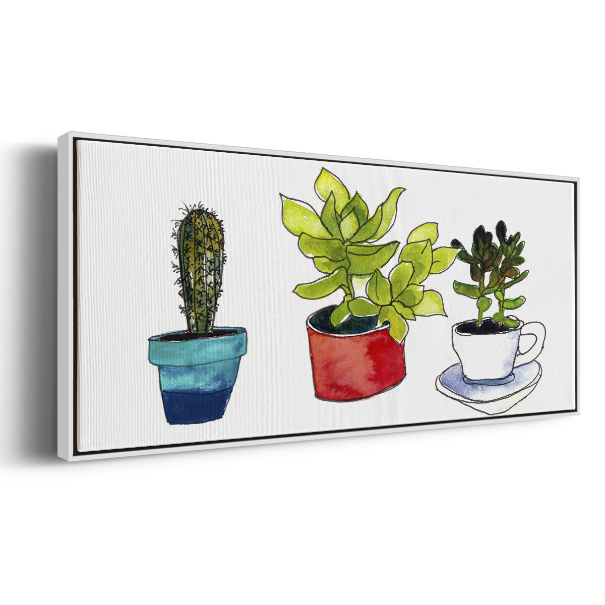 Vibing Succulents II - Floater Framed Canvas Print