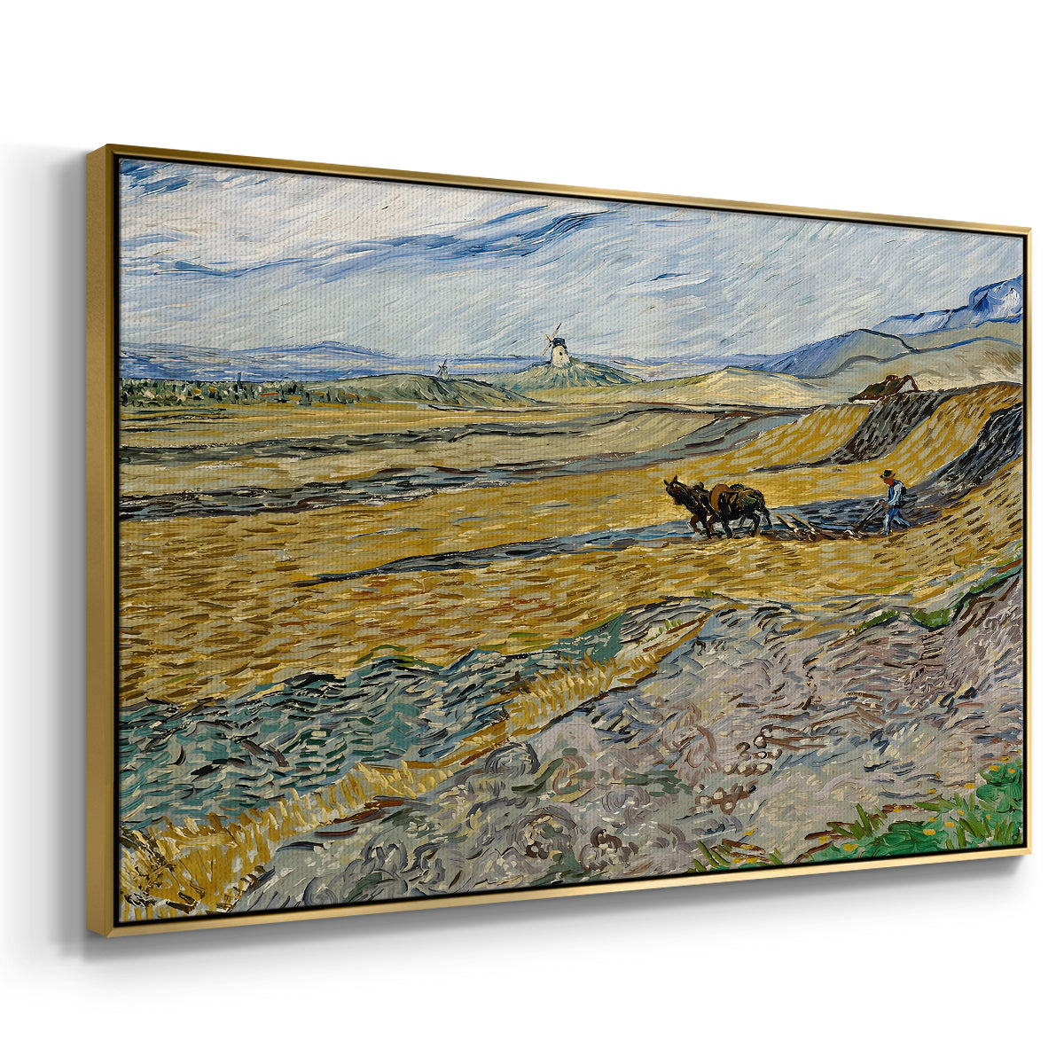 Enclosed Field with Ploughman, 1889 - Floater Framed Canvas Print
