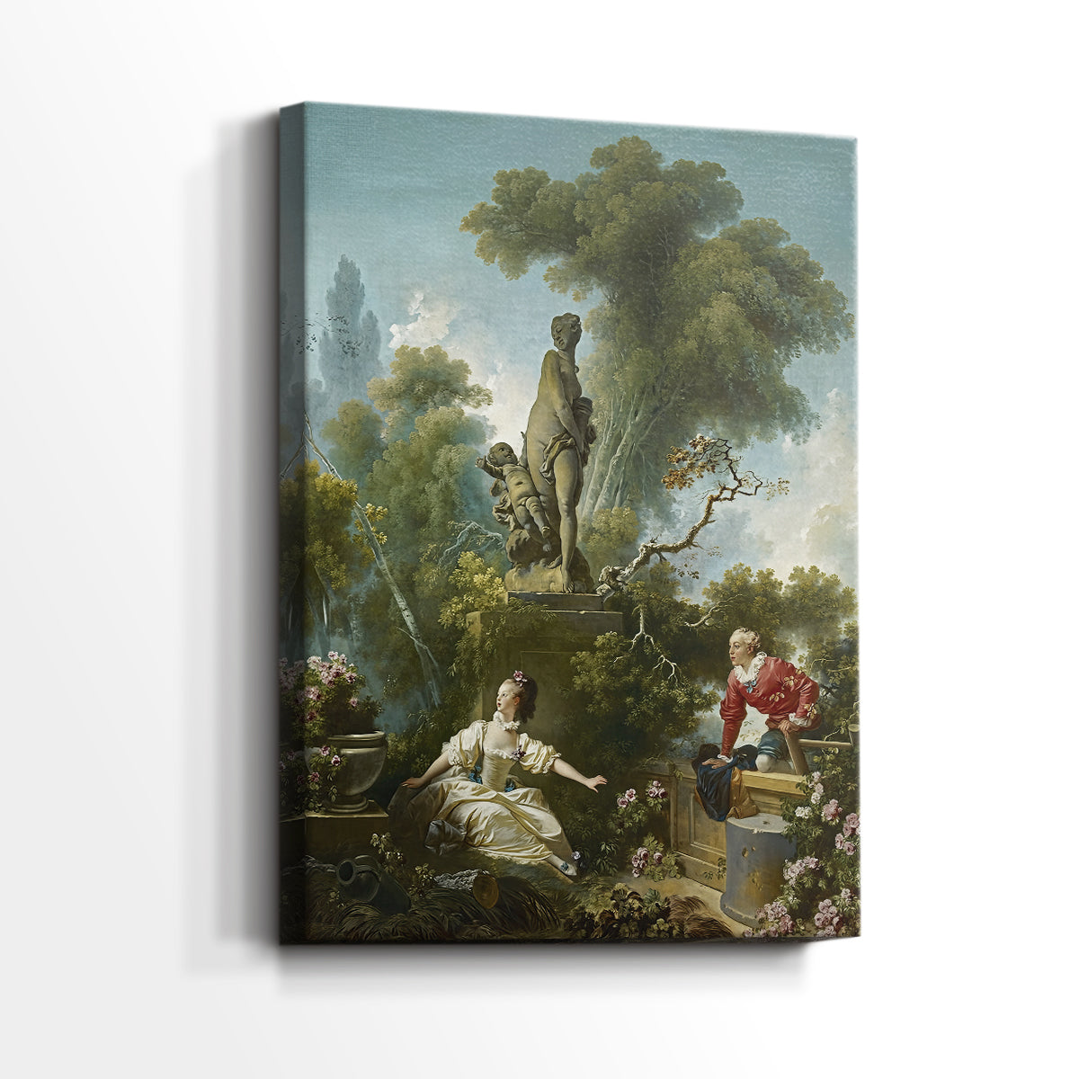 Side view of a canvas art print of a quiet outdoor moment with gentle movement, showing gallery-wrapped depth.