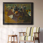 Impressionist cabaret interior scene by Henri de Toulouse-Lautrec in an ornate black frame with gilded inner detail displayed in a light-toned interior setting.