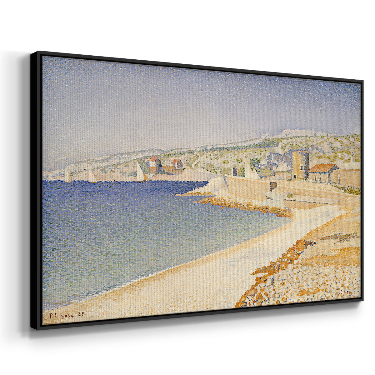The Jetty at Cassis, Opus 198, 1889 - Floater Framed Canvas Print